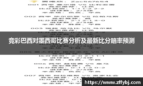 竞彩巴西对墨西哥比赛分析及最新比分赔率预测